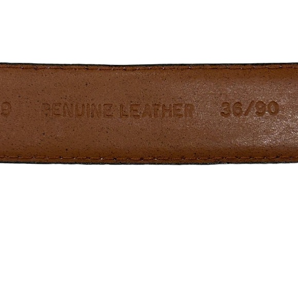 Black Genuine Leather Belt With Silver Buckle 36 - Picture 4 of 5